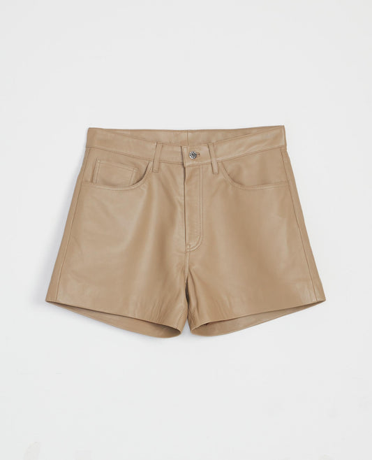 LEATHER SHORT . KHAKI